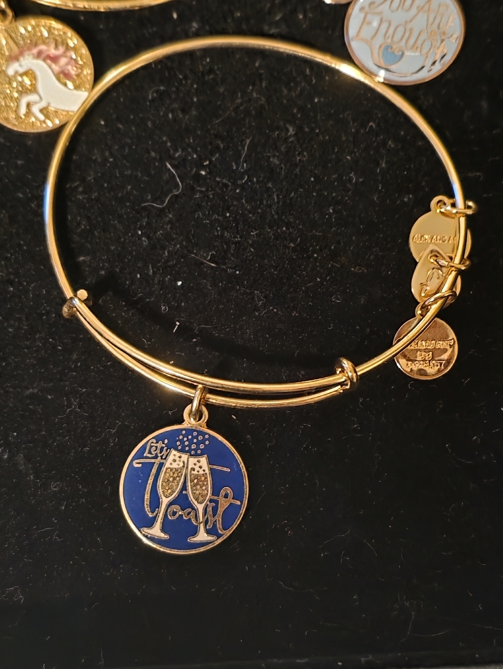 Alex And Ani Toast champagne glasses, Unircorn & You Are Enough Bracelet Set - Picture 4 of 6